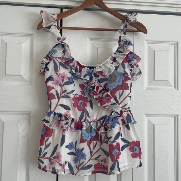 New French Connection Aiden Bai Lurex Frill Cami Top size 4 - Picture 2 of 7